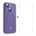 For iPhone 15 Plus ENKAY MagSafe Matte TPU Phone Case with Lens Film & Screen Glass Film(Purple)