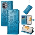 For vivo S18e Cat and Dog Embossed Leather Phone Case(Blue)