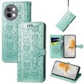 For vivo S18e Cat and Dog Embossed Leather Phone Case(Green)