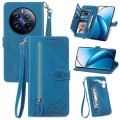 For Realme 12 Pro Embossed Flower Zipper Leather Phone Case(Blue)