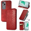 For vivo S18 Cubic Grid Pressed Magnetic Leather Phone Case(Red)