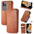 For vivo S18 Pro Cubic Grid Pressed Magnetic Leather Phone Case(Brown)