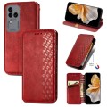 For vivo S18 Pro Cubic Grid Pressed Magnetic Leather Phone Case(Red)