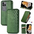 For vivo S18 Pro Cubic Grid Pressed Magnetic Leather Phone Case(Green)