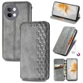 For vivo S18e Cubic Grid Pressed Magnetic Leather Phone Case(Grey)