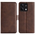 For Xiaomi Redmi Note 13 Dual-side Magnetic Buckle Horizontal Flip Leather Phone Case(Brown)