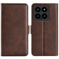 For Xiaomi 14 Dual-side Magnetic Buckle Horizontal Flip Leather Phone Case(Brown)