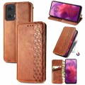 For OnePlus 12R Cubic Grid Pressed Magnetic Leather Phone Case(Brown)