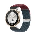 For Huawei Watch GT4 41mm Integrated Buckle Braided Nylon Watch Band(Wine Red+Deep Blue)