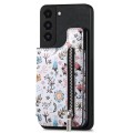For Samsung Galaxy S22+ 5G Retro Painted Zipper Wallet Back Phone Case(Black)
