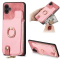 For Samsung Galaxy A04e Cross Leather Ring Vertical Zipper Wallet Back Phone Case(Pink)