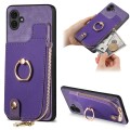 For Samsung Galaxy A04e Cross Leather Ring Vertical Zipper Wallet Back Phone Case(Purple)