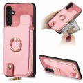 For Samsung Galaxy A04s Cross Leather Ring Vertical Zipper Wallet Back Phone Case(Pink)