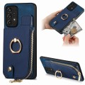 For Samsung Galaxy A13 4G Cross Leather Ring Vertical Zipper Wallet Back Phone Case(Blue)