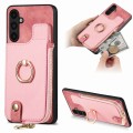For Samsung Galaxy A13 5G Cross Leather Ring Vertical Zipper Wallet Back Phone Case(Pink)