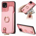 For Samsung Galaxy A22 5G Cross Leather Ring Vertical Zipper Wallet Back Phone Case(Pink)