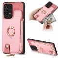 For Samsung Galaxy A23 Cross Leather Ring Vertical Zipper Wallet Back Phone Case(Pink)