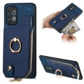 For Samsung Galaxy A32 4G Cross Leather Ring Vertical Zipper Wallet Back Phone Case(Blue)