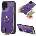 For Samsung Galaxy A42 5G Cross Leather Ring Vertical Zipper Wallet Back Phone Case(Purple)