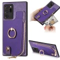 For Samsung Galaxy Note20 Ultra Cross Leather Ring Vertical Zipper Wallet Back Phone Case(Purple)