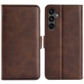 For Samsung Galaxy A15 Dual-side Magnetic Buckle Horizontal Flip Leather Phone Case(Brown)