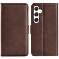 For Samsung Galaxy S24 5G Dual-side Magnetic Buckle Horizontal Flip Leather Phone Case(Brown)