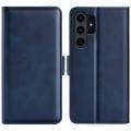 For Samsung Galaxy S24 Ultra 5G Dual-side Magnetic Buckle Horizontal Flip Leather Phone Case(Dark Bl