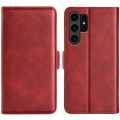 For Samsung Galaxy S24 Ultra 5G Dual-side Magnetic Buckle Horizontal Flip Leather Phone Case(Red)