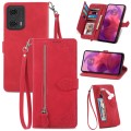 For Motorola  Moto G24 Embossed Flower Zipper Leather Phone Case(Red)