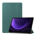 For Samsung Galaxy Tab S9 FE ENKAY Tri-fold Custer Texture Leather Smart Tablet Case(Dark Green)