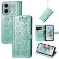 For Motorola MOTO G24 Power Cat and Dog Embossed Leather Phone Case(Green)
