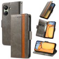 For Xiaomi Redmi 13C CaseNeo Splicing Dual Magnetic Buckle Leather Phone Case(Grey)