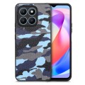 For Honor X6a Retro Camouflage Leather Back Phone Case(Blue)