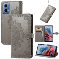 For Motorola Moto G34 Mandala Flower Embossed Leather Phone Case(Gray)