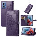 For Motorola Moto G34 Mandala Flower Embossed Leather Phone Case(Purple)