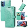 For Motorola Moto G34 Mandala Flower Embossed Leather Phone Case(Green)