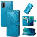 For Motorola Moto G 2024 Mandala Flower Embossed Leather Phone Case(Blue)