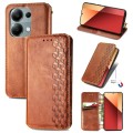 For Honor X9b Cubic Grid Pressed Magnetic Leather Phone Case(Brown)
