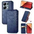 For Honor X9b Cubic Grid Pressed Magnetic Leather Phone Case(Blue)