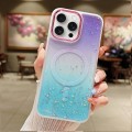 For iPhone 15 Pro Multicolor Gradient Glitter Sequin MagSafe TPU Phone Case(Purple+Green)
