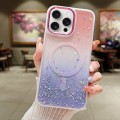 For iPhone 15 Pro Multicolor Gradient Glitter Sequin MagSafe TPU Phone Case(Pink+Purple)