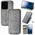 For Xiaomi 14 Pro Cubic Grid Pressed Magnetic Leather Phone Case(Grey)