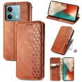 For Xiaomi Redmi Note 13 Cubic Grid Pressed Magnetic Leather Phone Case(Brown)