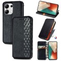 For Xiaomi Redmi Note 13 4G Cubic Grid Pressed Magnetic Leather Phone Case(Black)