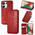 For Xiaomi Redmi Note 13 4G Cubic Grid Pressed Magnetic Leather Phone Case(Red)