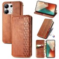 For Xiaomi Redmi Note 13 4G Cubic Grid Pressed Magnetic Leather Phone Case(Brown)