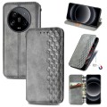 For Xiaomi 14 Ultra Cubic Grid Pressed Magnetic Leather Phone Case(Grey)