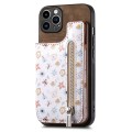 For iPhone 13 Pro Retro Painted Zipper Wallet Back Phone Case(Brown)
