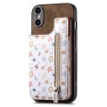 For iPhone XS Max Retro Painted Zipper Wallet Back Phone Case(Brown)