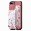For iPhone 6 Plus / 6s Plus Retro Painted Zipper Wallet Back Phone Case(Pink)